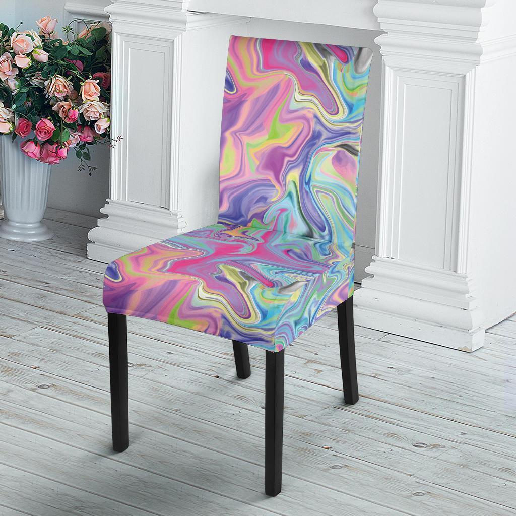 Rainbow Marble Pattern Print Chair Cover-grizzshop