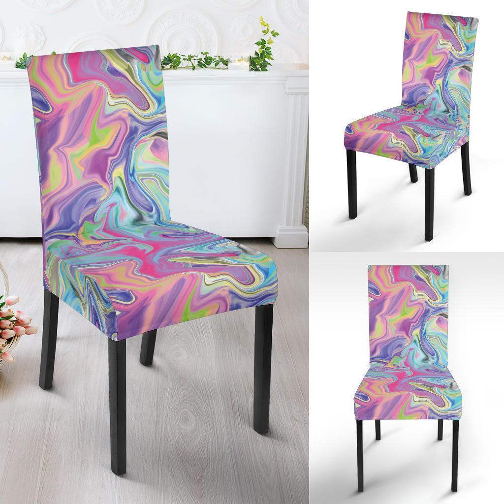 Rainbow Marble Pattern Print Chair Cover-grizzshop