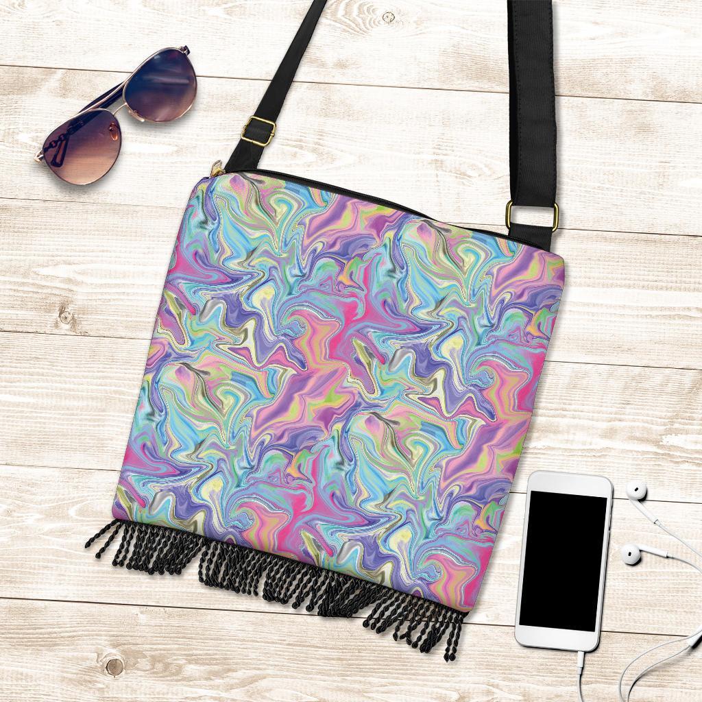 Rainbow Marble Pattern Print Crossbody Bags-grizzshop