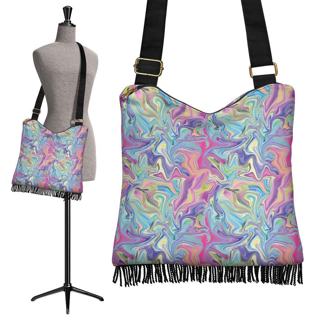 Rainbow Marble Pattern Print Crossbody Bags-grizzshop