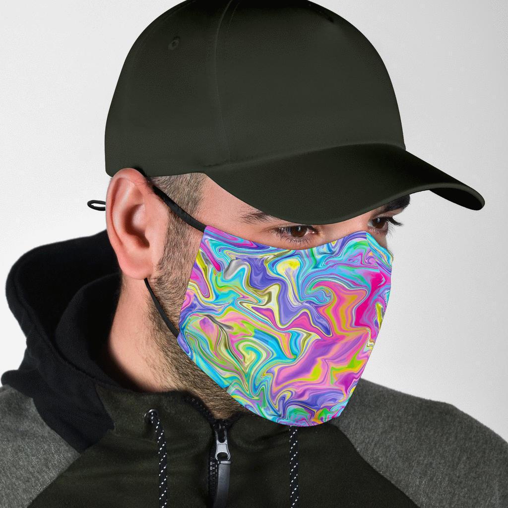 Rainbow Marble Pattern Print Face Mask-grizzshop