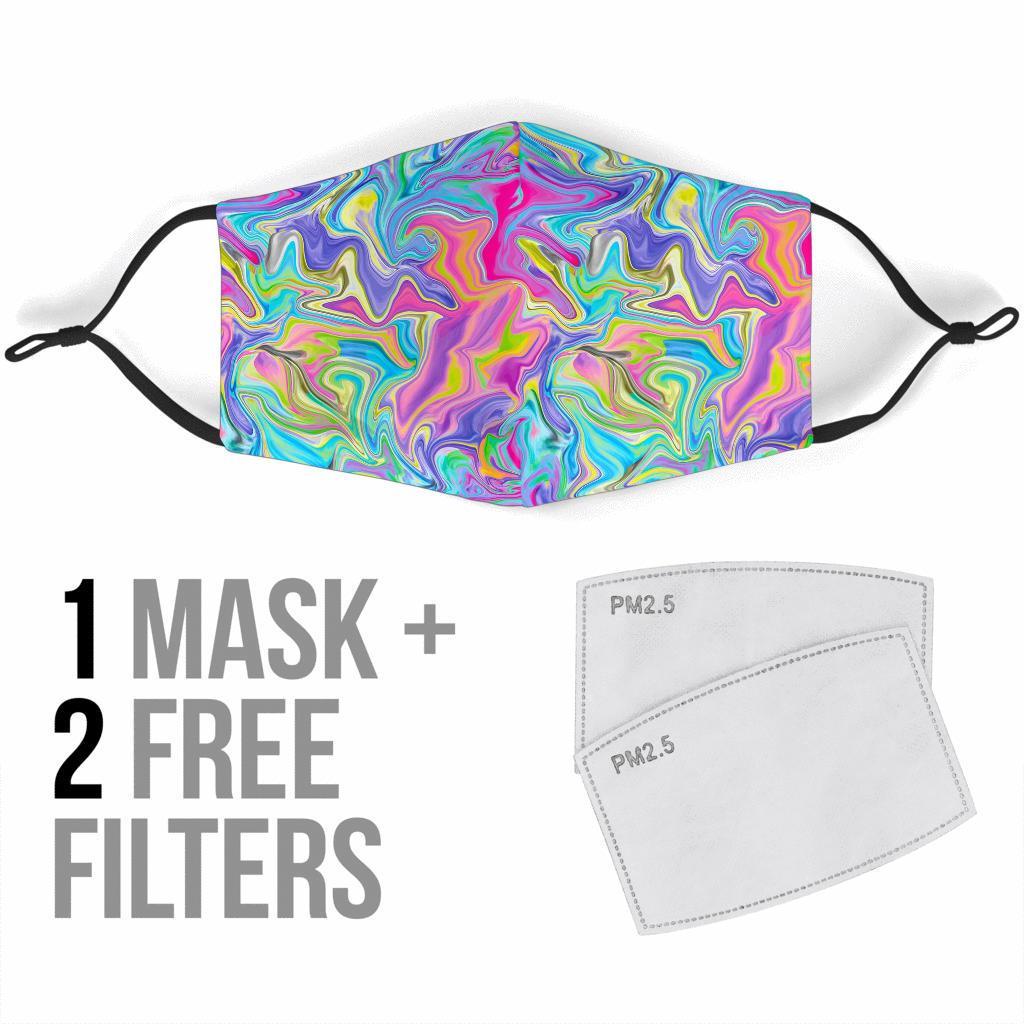 Rainbow Marble Pattern Print Face Mask-grizzshop