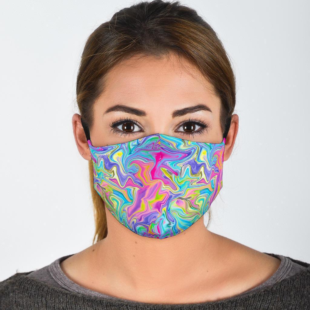 Rainbow Marble Pattern Print Face Mask-grizzshop