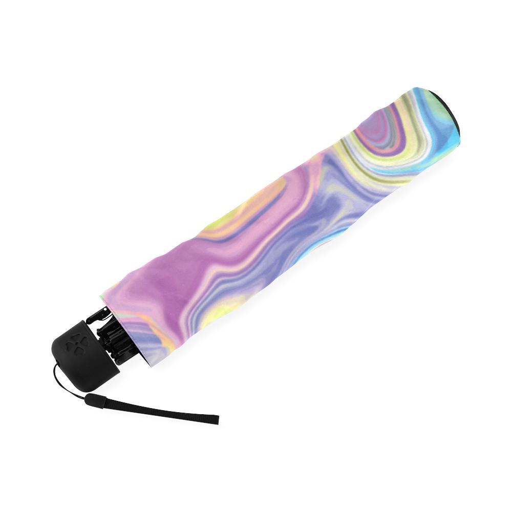 Rainbow Marble Pattern Print Foldable Umbrella-grizzshop