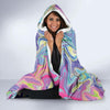 Rainbow Marble Pattern Print Hooded Blanket-grizzshop