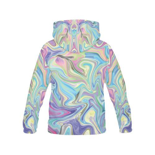 Rainbow Marble Pattern Print Men Pullover Hoodie-grizzshop