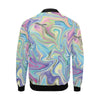 Rainbow Marble Pattern Print Men's Bomber Jacket-grizzshop