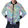 Rainbow Marble Pattern Print Men's Bomber Jacket-grizzshop