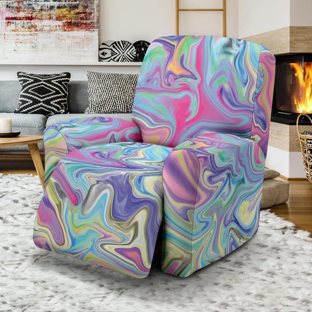 Rainbow Marble Pattern Print Recliner Cover-grizzshop