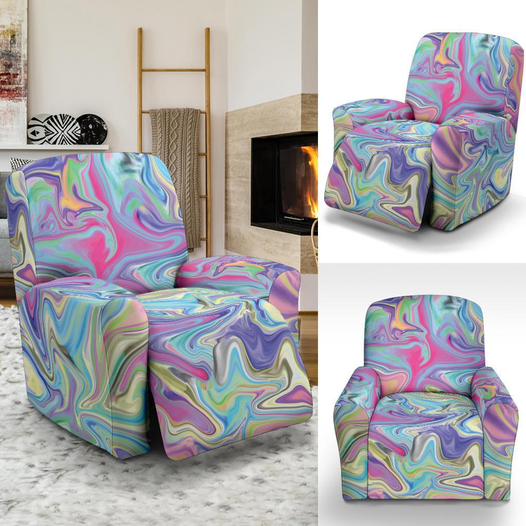 Rainbow Marble Pattern Print Recliner Cover-grizzshop