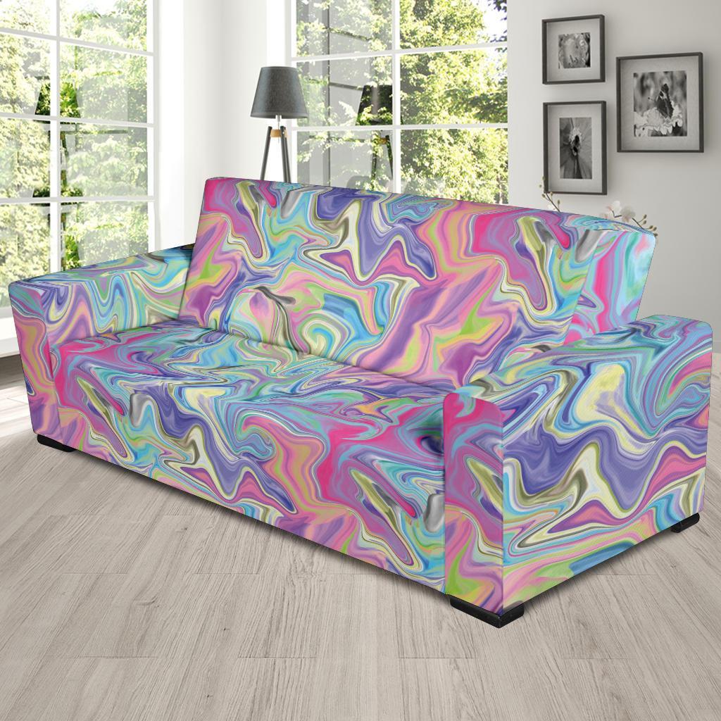 Rainbow Marble Pattern Print Sofa Covers-grizzshop