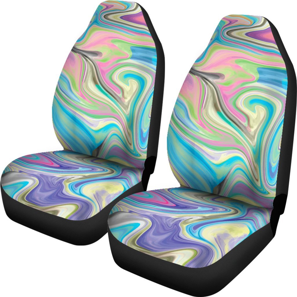 Rainbow Marble Pattern Print Universal Fit Car Seat Cover-grizzshop