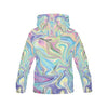 Rainbow Marble Pattern Print Women Pullover Hoodie-grizzshop