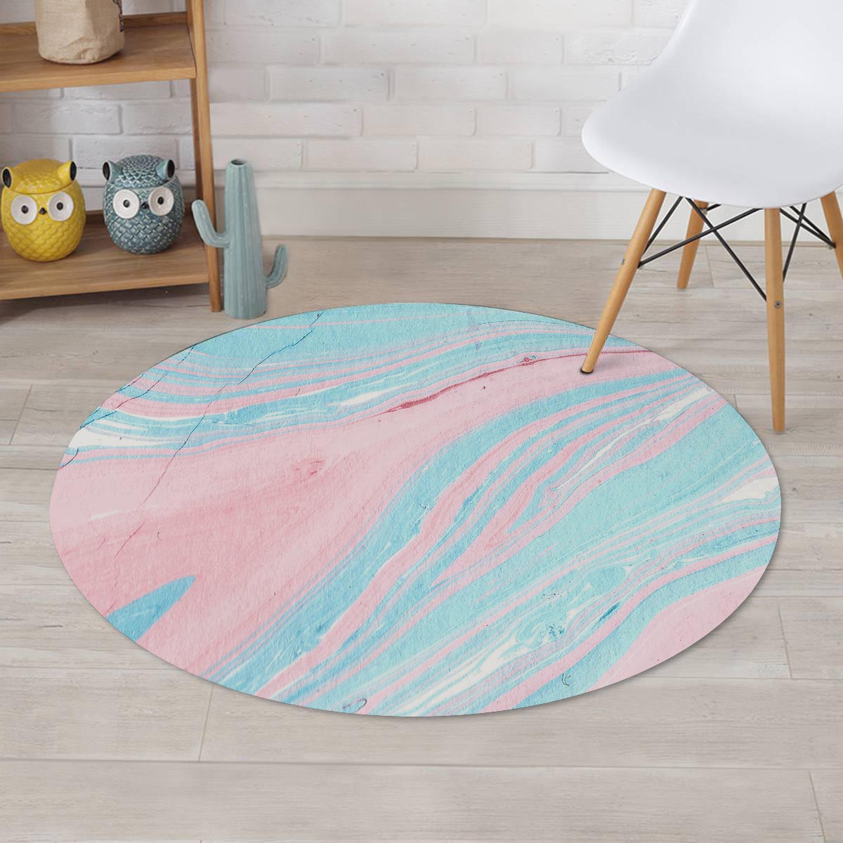 Rainbow Marble Round Rug-grizzshop