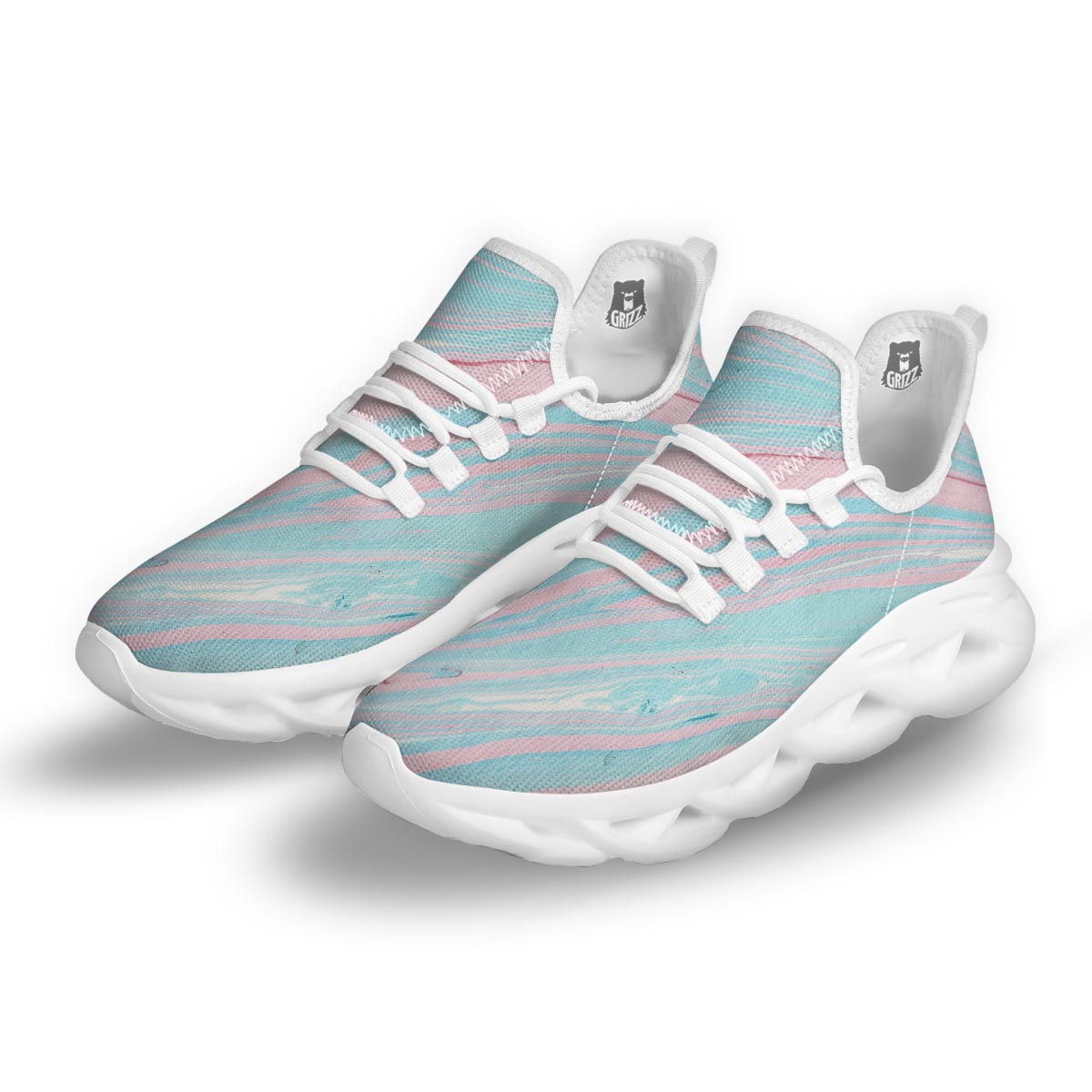 Rainbow Marble White Running Shoes-grizzshop