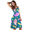 Rainbow Narwhal Pattern Print Dress-grizzshop