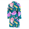 Rainbow Narwhal Pattern Print Men Long Robe-grizzshop