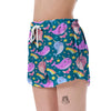 Rainbow Narwhal Pattern Print Women's Shorts-grizzshop