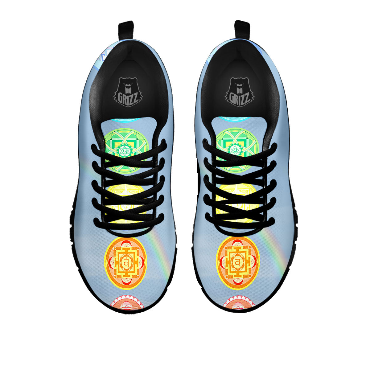 Rainbow Of Life Seven Chakras Print Black Sneaker-grizzshop