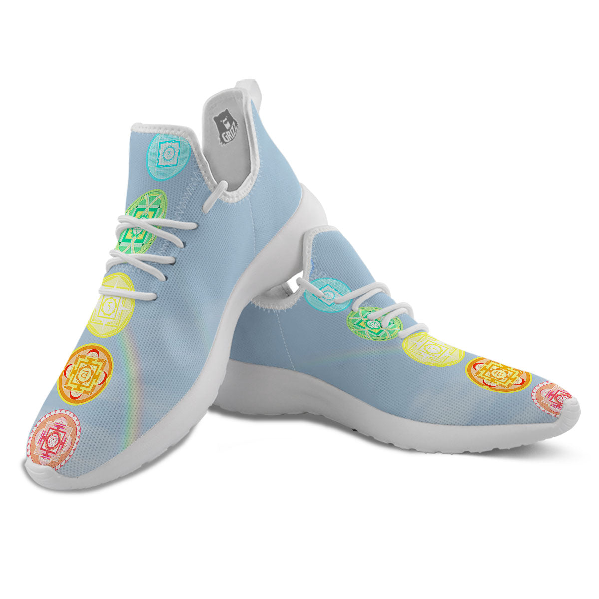 Rainbow Of Life Seven Chakras Print White Athletic Shoes-grizzshop