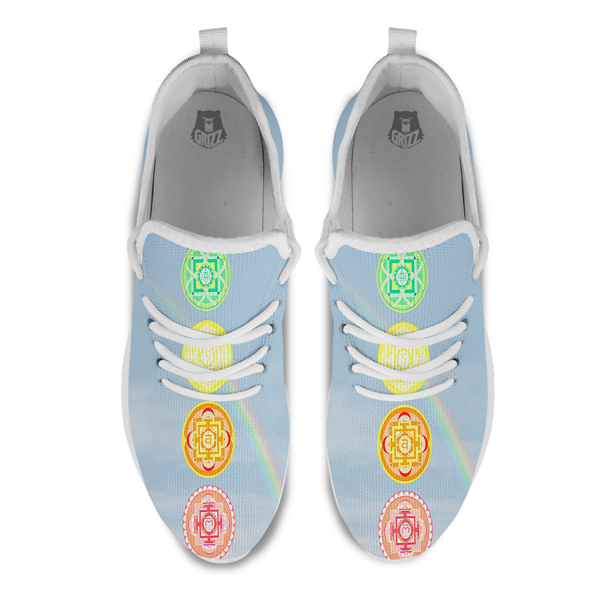 Rainbow Of Life Seven Chakras Print White Athletic Shoes-grizzshop