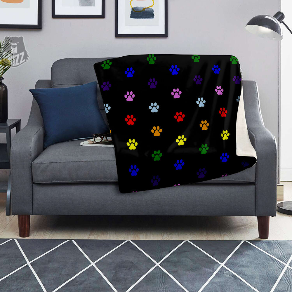 Rainbow Paw LGBT Print Pattern Paw Print Blanket-grizzshop