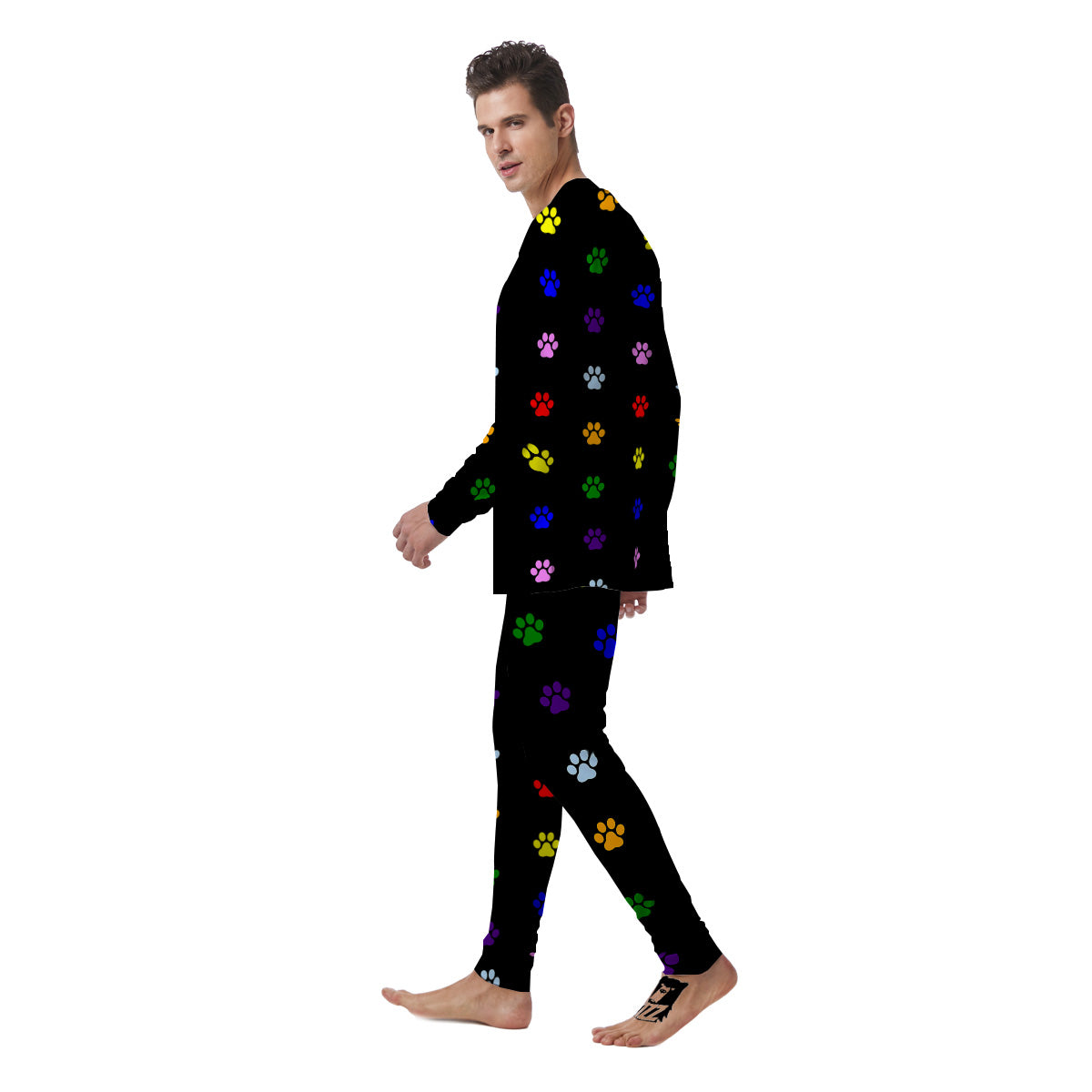 Rainbow Paw LGBT Print Pattern Paw Print Men's Pajamas-grizzshop