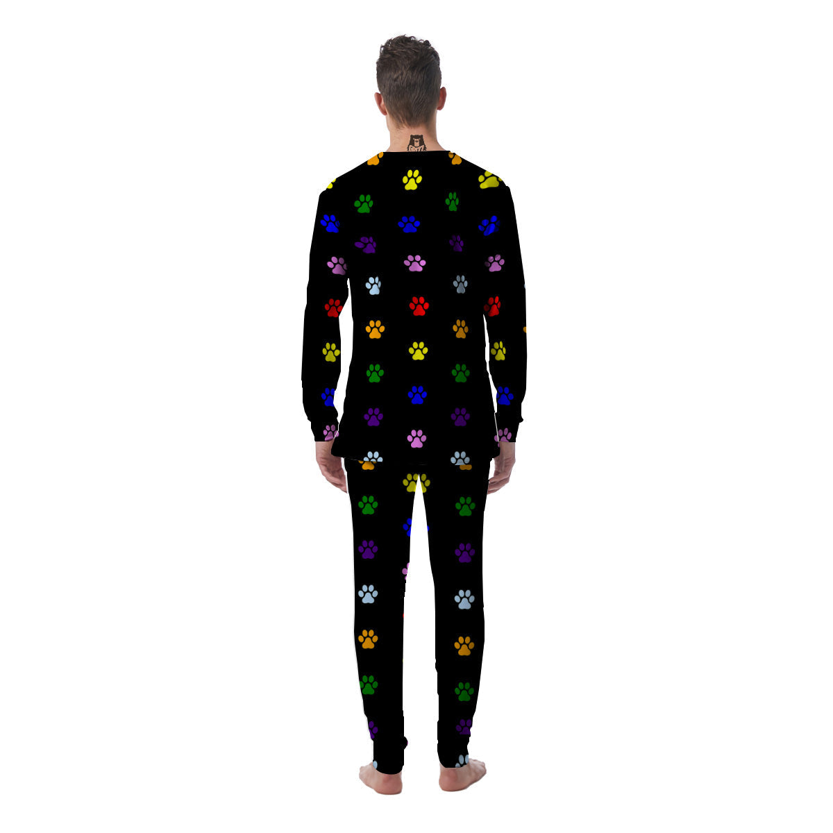 Rainbow Paw LGBT Print Pattern Paw Print Men's Pajamas-grizzshop