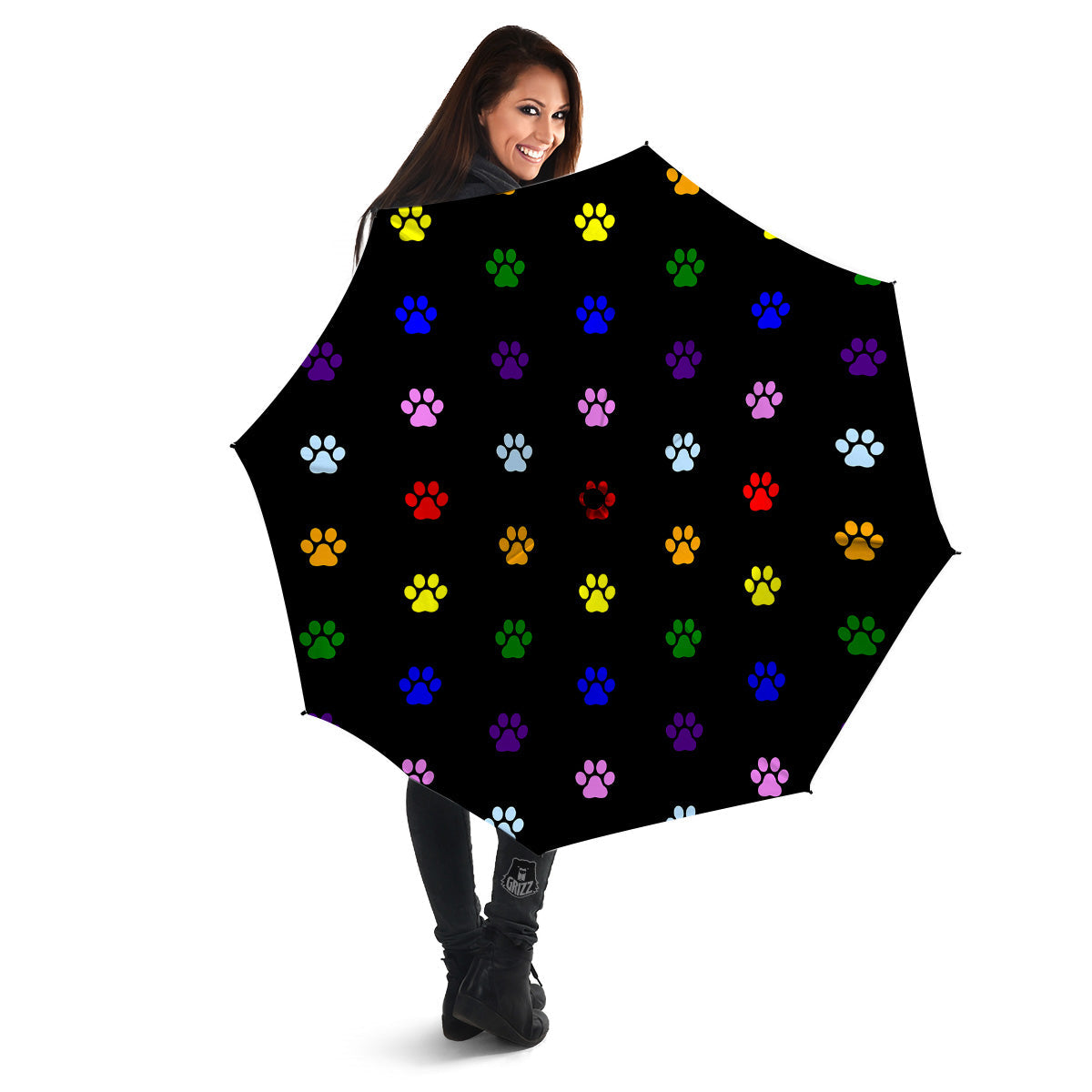 Rainbow Paw LGBT Print Pattern Paw Print Umbrella-grizzshop