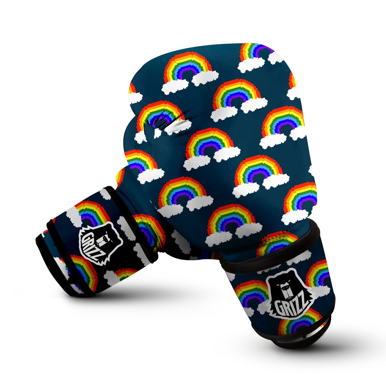 Rainbow Pixel Print Pattern Boxing Gloves-grizzshop