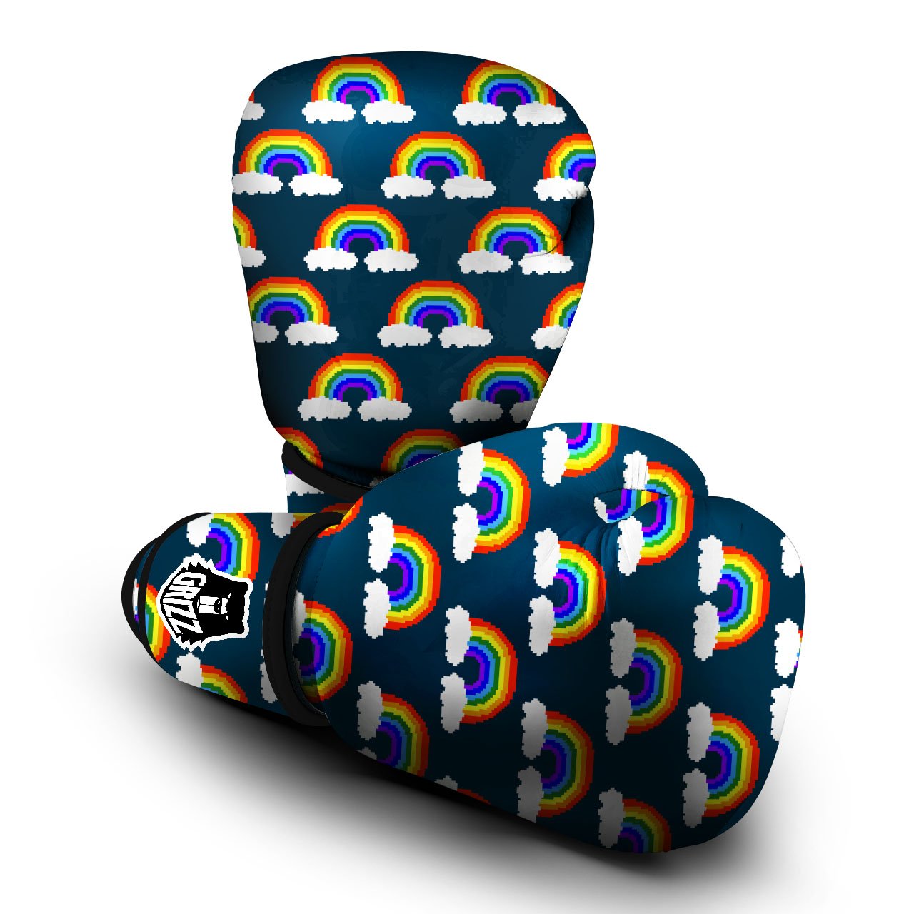 Rainbow Pixel Print Pattern Boxing Gloves-grizzshop
