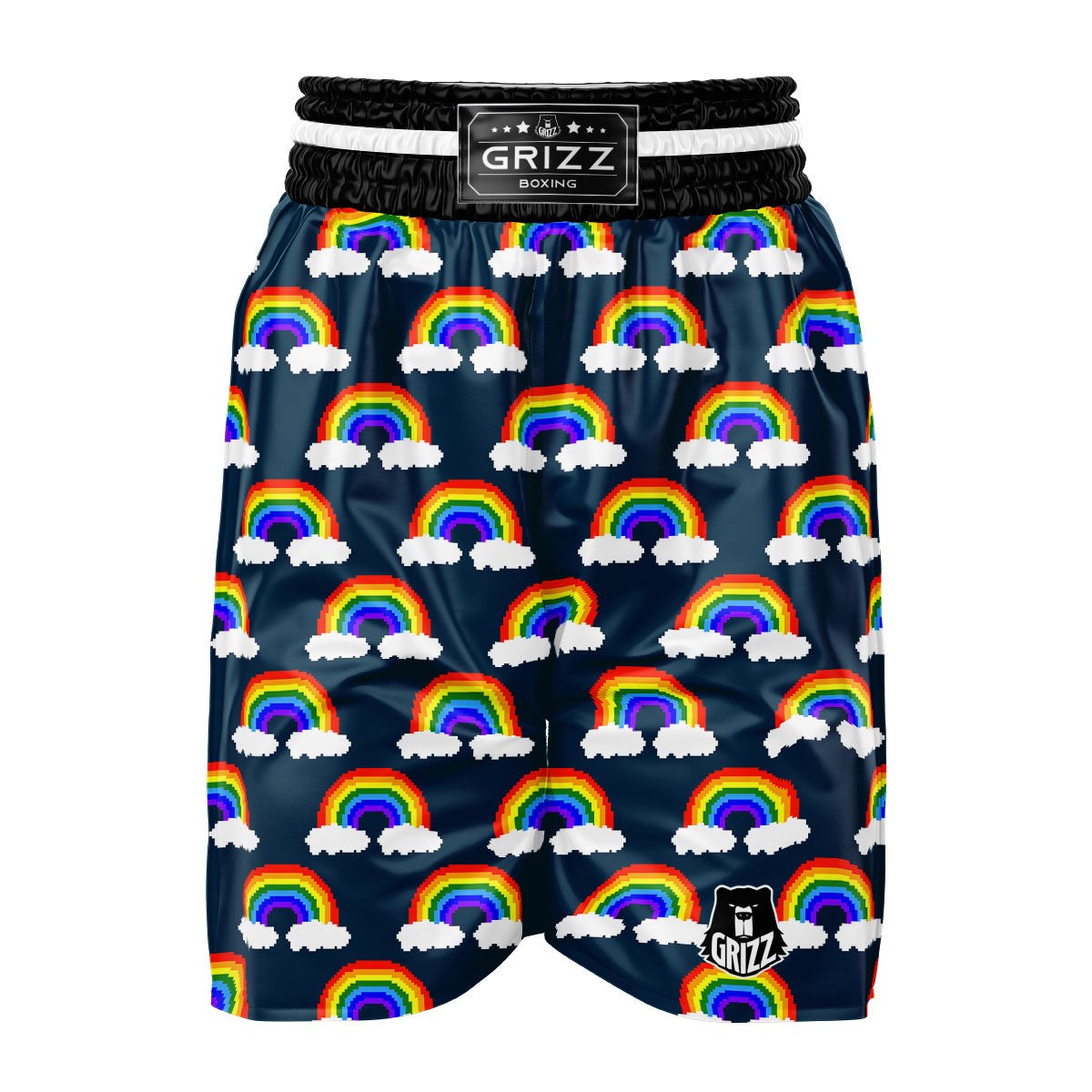 Rainbow Pixel Print Pattern Boxing Shorts-grizzshop