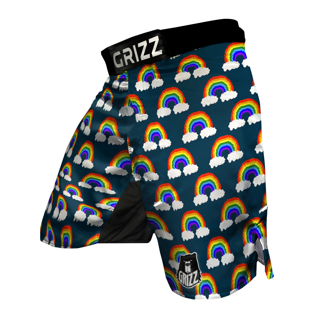 Rainbow Pixel Print Pattern MMA Shorts-grizzshop