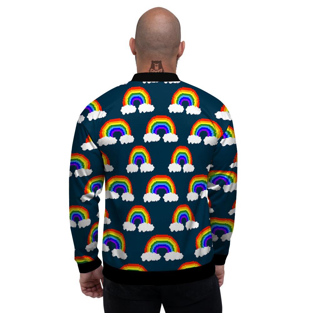 Rainbow Pixel Print Pattern Men's Bomber Jacket-grizzshop