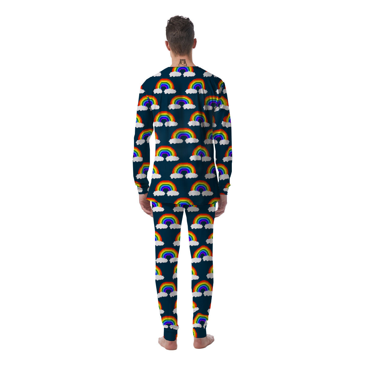 Rainbow Pixel Print Pattern Men's Pajamas-grizzshop