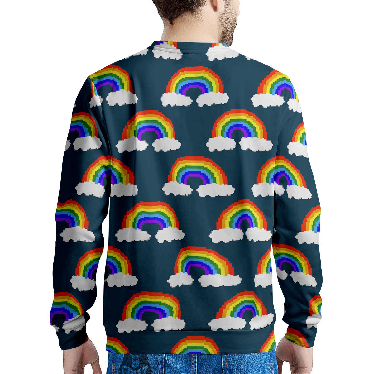Rainbow Pixel Print Pattern Men's Sweatshirt-grizzshop