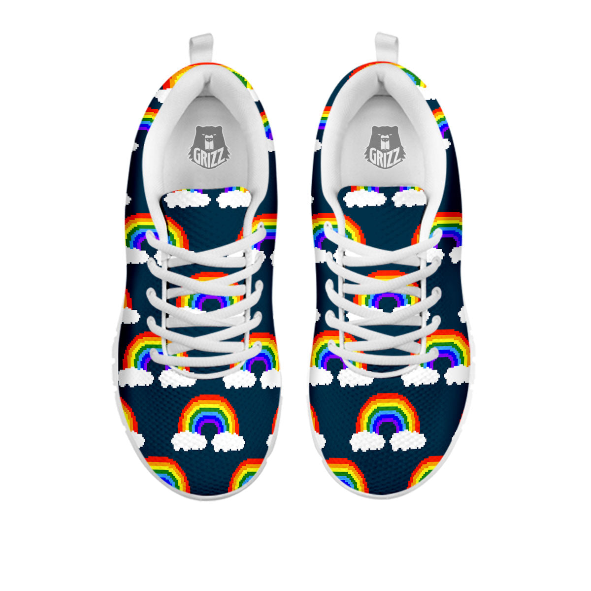Rainbow Pixel Print Pattern White Sneaker-grizzshop