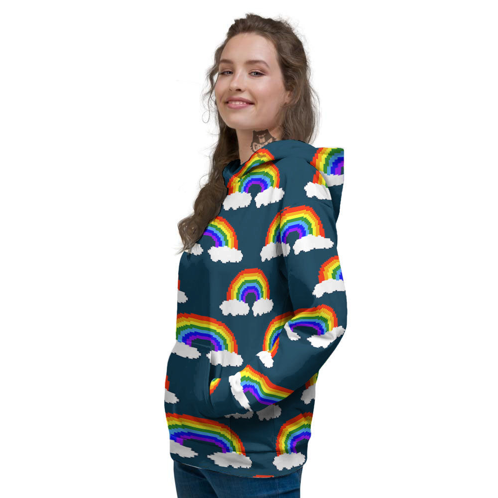 Rainbow Pixel Print Pattern Women's Hoodie-grizzshop