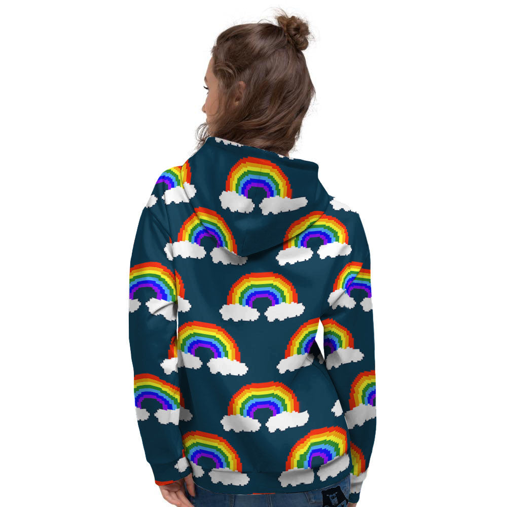 Rainbow Pixel Print Pattern Women's Hoodie-grizzshop