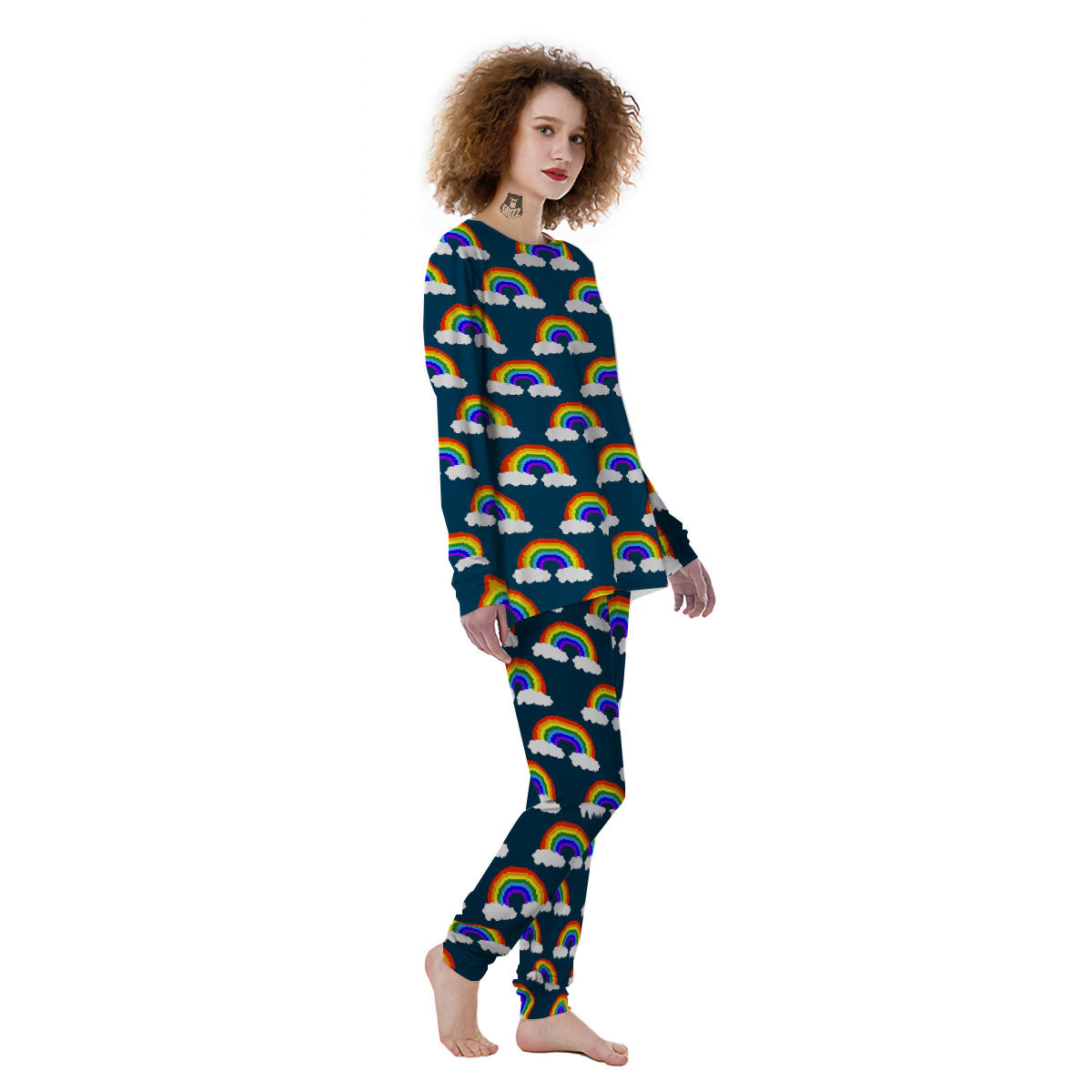 Rainbow Pixel Print Pattern Women's Pajamas-grizzshop