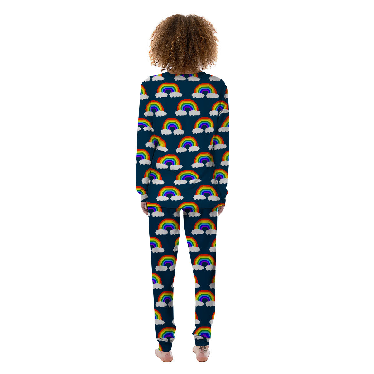 Rainbow Pixel Print Pattern Women's Pajamas-grizzshop