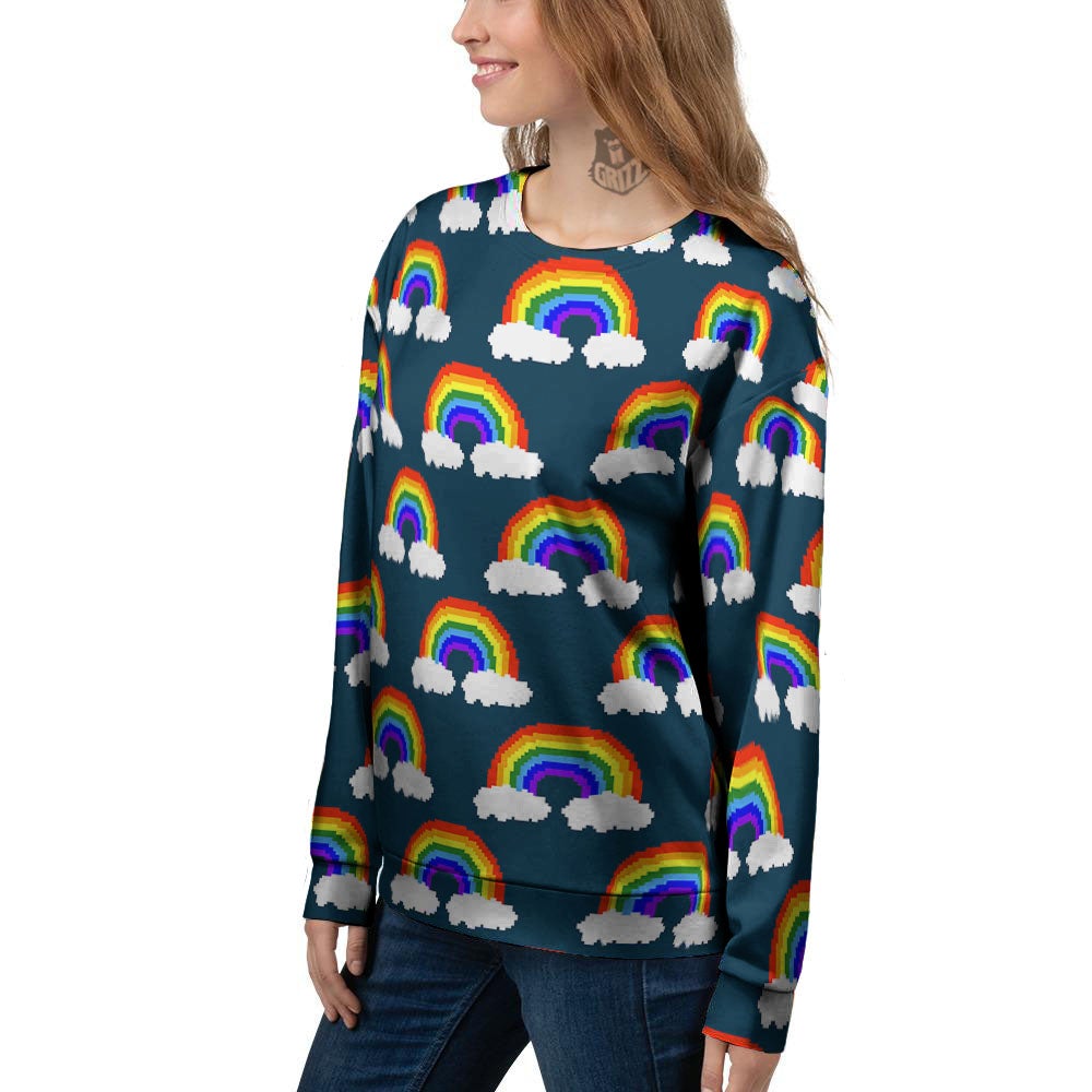 Rainbow Pixel Print Pattern Women's Sweatshirt-grizzshop