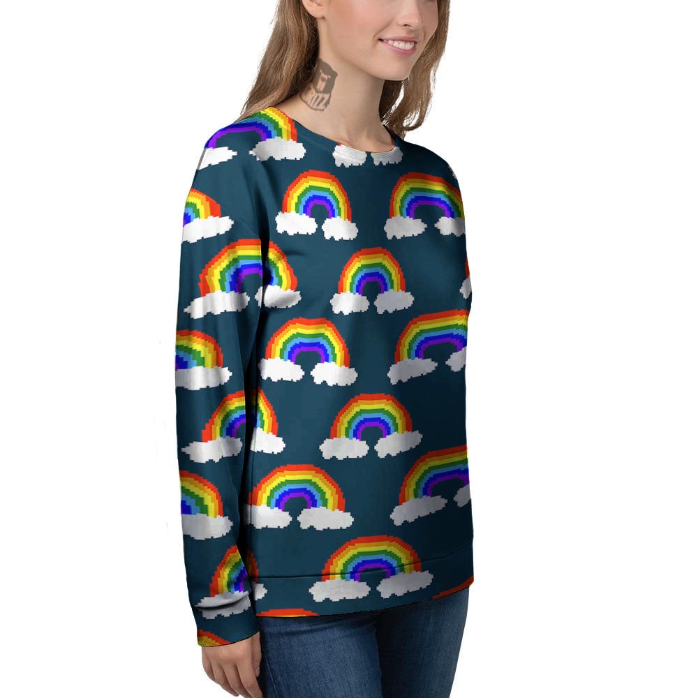 Rainbow Pixel Print Pattern Women's Sweatshirt-grizzshop