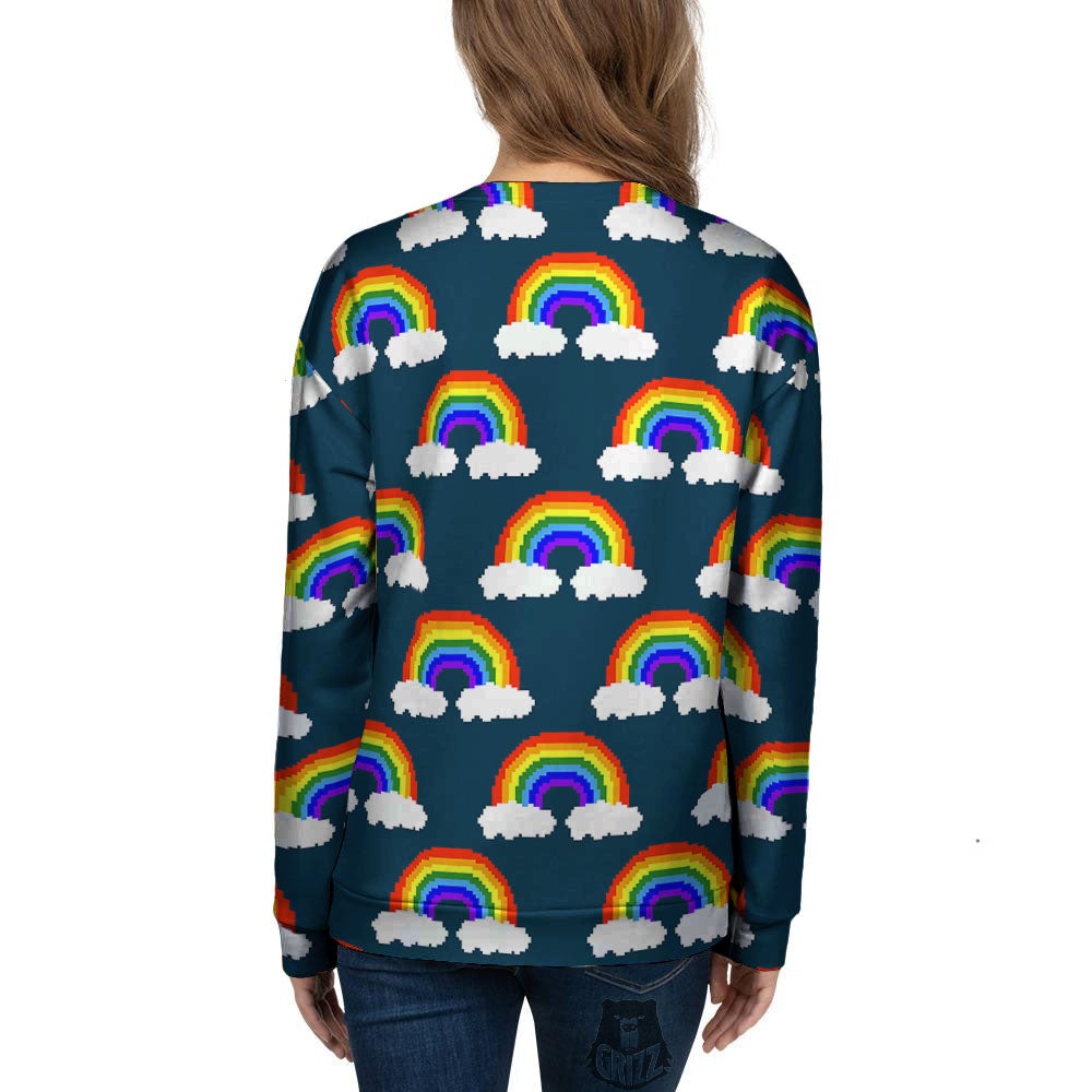 Rainbow Pixel Print Pattern Women's Sweatshirt-grizzshop