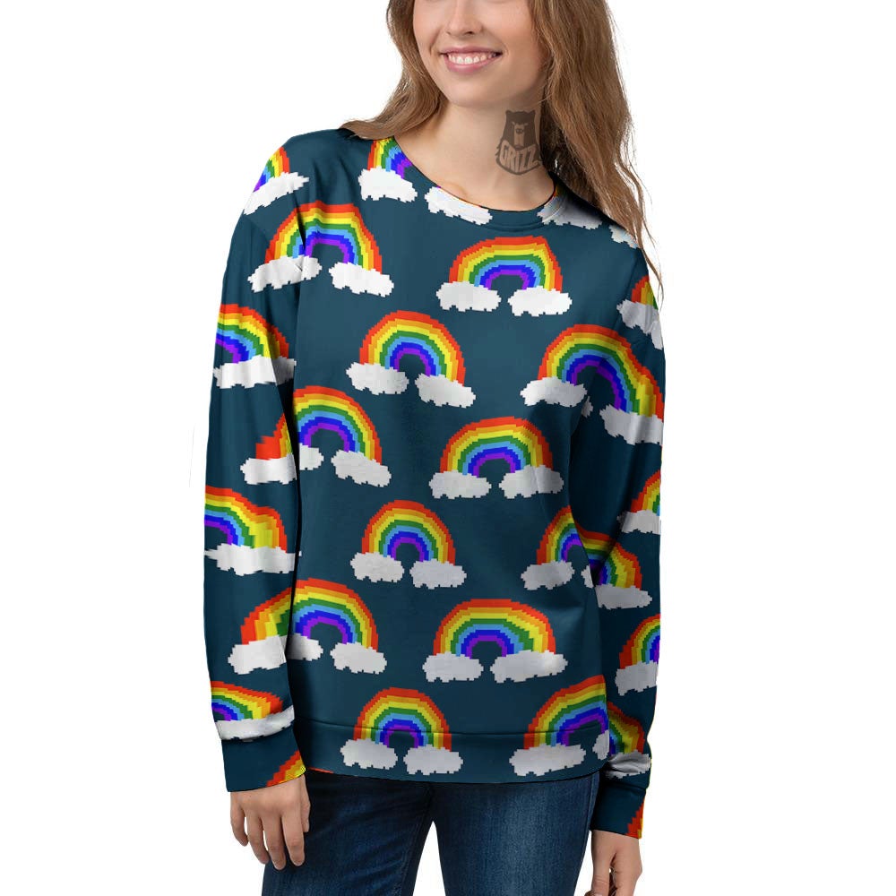 Rainbow Pixel Print Pattern Women's Sweatshirt-grizzshop
