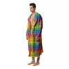 Rainbow Plaid LGBT Pride Print Pattern Men's Robe-grizzshop