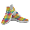 Rainbow Plaid LGBT Pride Print Pattern White Athletic Shoes-grizzshop