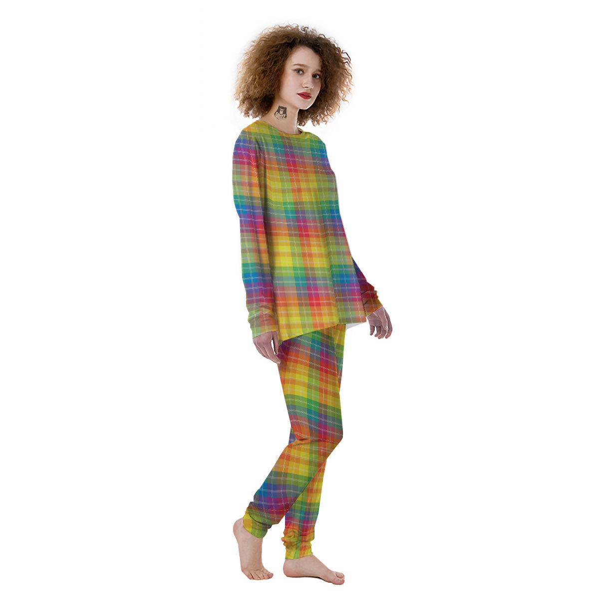 Rainbow Plaid LGBT Pride Print Pattern Women's Pajamas-grizzshop