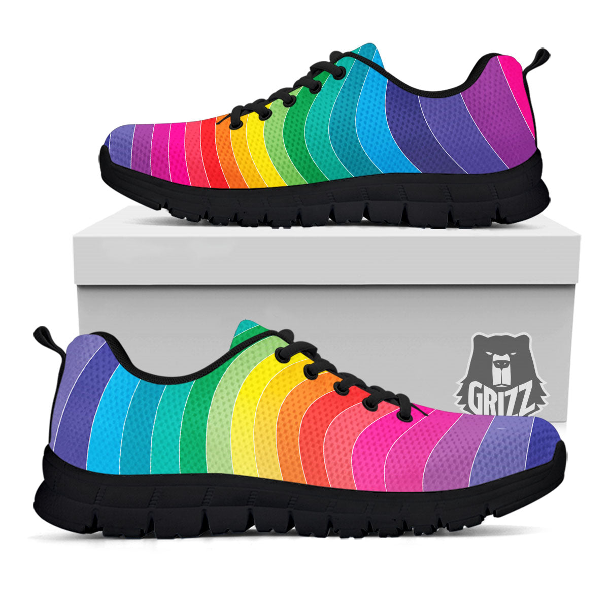 Rainbow Print Black Sneaker-grizzshop