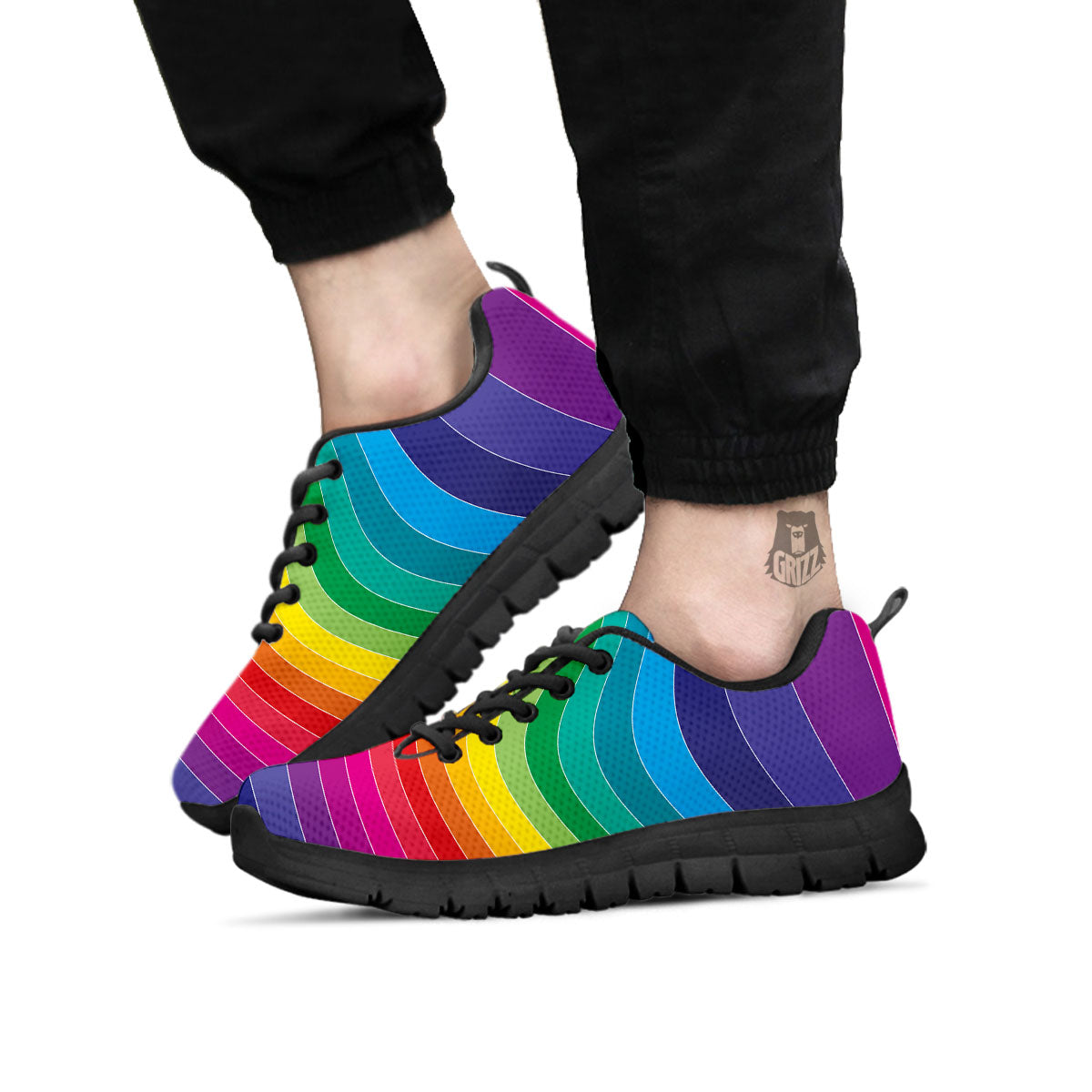 Rainbow Print Black Sneaker-grizzshop